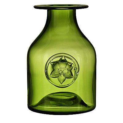 Dartington Crystal Flower Bottle Vase, Lime Lily